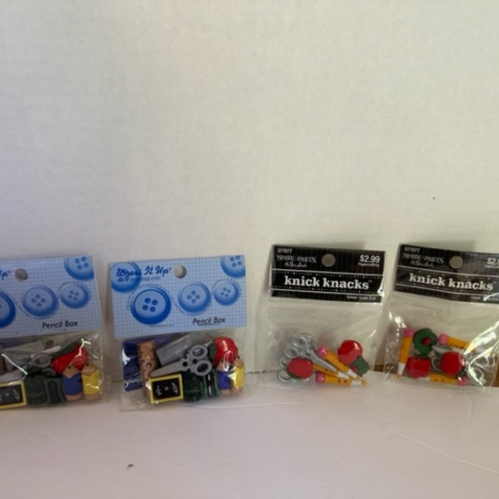 New 4 pack school supplies real buttons craft